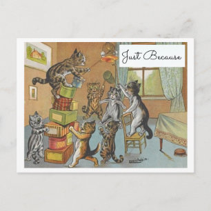 Vintage Louis Wain Grappige Cartoonkatten Alleen M Briefkaart