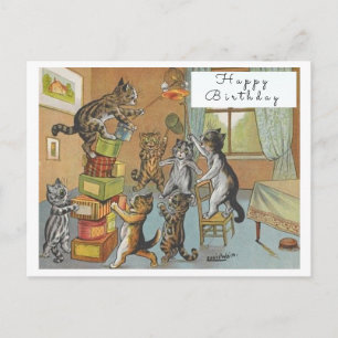 Vintage Louis Wain Grappige Katten Kunst Gelukkige Briefkaart