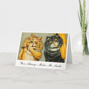 Vintage Louis Wain Katten maken me altijd aan het  Bedankkaart