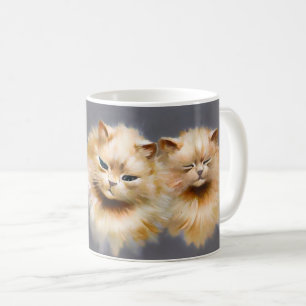 Vintage Louis Wain kattenkunst met pluizige Perzis Koffiemok