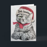 Vintage Louis Wain Santa Tabby Cat Art Feestdagen Kaart<br><div class="desc">Een grappige vakantiekaart voor de kerstcynicus, met een mooi potloodschetsportret van een beschaamd uitziend zilverpuntje van de kat van de Engelse feliene Louis Wain. Oorspronkelijk in zwart-wit heb ik de gruwelijk feestelijke groene ogen van tabbycat gegeven, een rode streep toegevoegd aan het halslint van de kat en hem eruit gehaald...</div>
