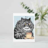 Vintage Louis Wain Teacup Cat Art Briefkaart (Staand voorkant)