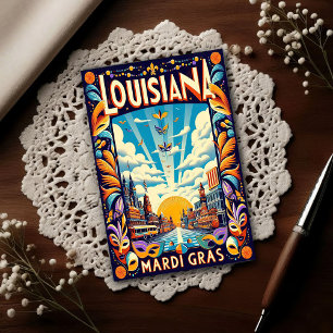 Vintage Louisiana Mardi Gras-optocht Briefkaart