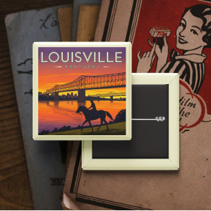 Vintage Louisville Kentucky Vierkante Button 5,1 Cm