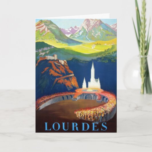 Vintage Lourdes France Travel Briefkaart (Voorkant)