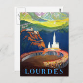 Vintage Lourdes France Travel Briefkaart (Voorkant / Achterkant)