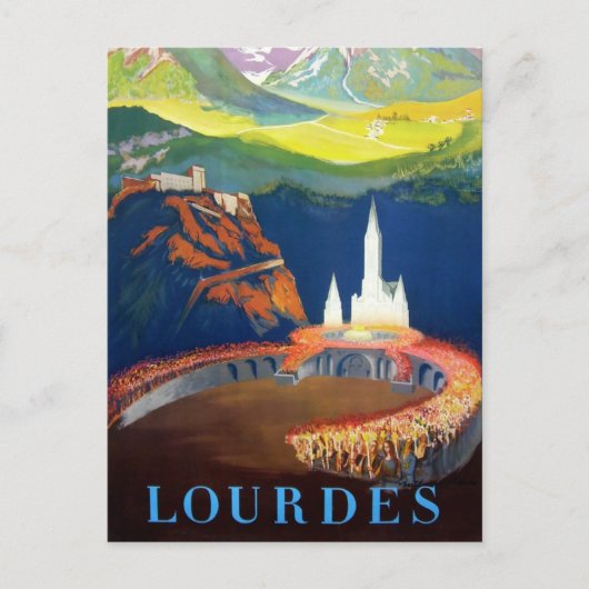 Vintage Lourdes France Travel Briefkaart (Voorkant)