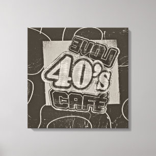 Vintage Love 40's Cafe - Wrapped Canvas Afdruk