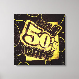Vintage Love 50's Cafe - Wrapped Canvas Afdruk