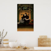 Vintage Love and Romance, Romantic Fireplace Kiss Poster (Keuken)