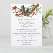 Vintage Love Bird Cherry Blossom Wedding Kaart (Staand voorkant)