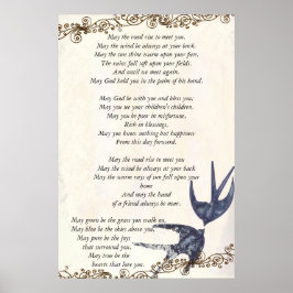 Vintage Love Bird Navy Trouwgedicht Poster