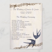 Vintage Love Bird Navy Trouwprogramma Programmakaart (Voorkant)