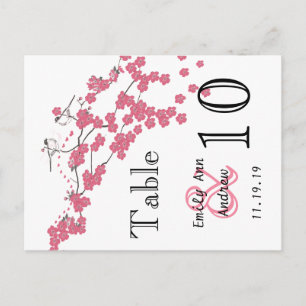 Vintage Love Bird Roze Kersenbloesem Tafelnummer