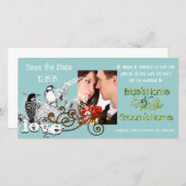 Vintage Love Birds Bewaar de Datum  Jouw Foto Save The Date (Voorkant / Achterkant)