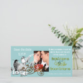 Vintage Love Birds Bewaar de Datum  Jouw Foto Save The Date (Staand voorkant)
