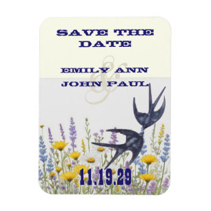 Vintage Love Birds Houtstructuur Save the Date Magneet