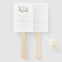 Vintage Love Birds Sage & Pink Wedding Program
