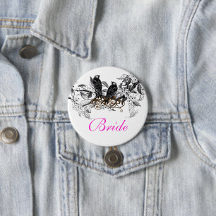 Vintage Love Birds Trouwbadges Ronde Button 7,6 Cm