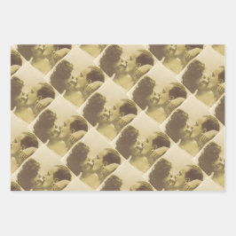 Vintage love couple kissing sepia illustration inpakpapier vel