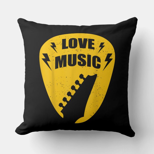 Vintage Love Guitar Music Lover Gift Kussen (Voorkant)
