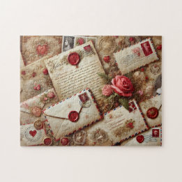 Vintage Love Letters Romantic Collage Legpuzzel