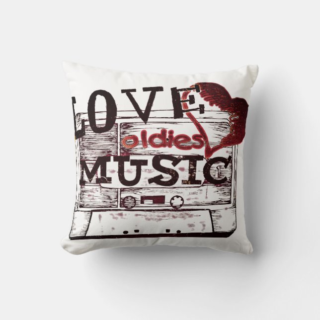 Vintage Love oldies Music Pillow Kussen (Voorkant)