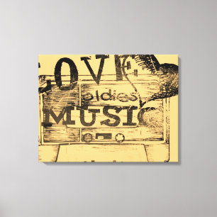 Vintage Love oldies muziek Wrapped Canvas Afdruk