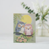 Vintage Love Owls Briefkaart (Staand voorkant)