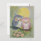 Vintage Love Owls Briefkaart (Voorkant / Achterkant)