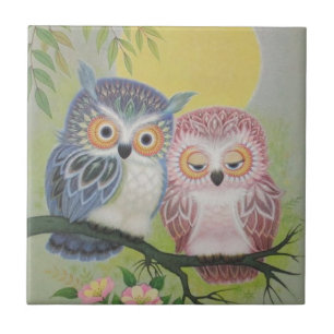 Vintage Love Owls Tegeltje
