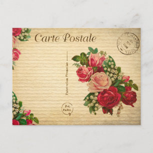 Vintage Love Romantic Rozen Floral Flowers Briefkaart