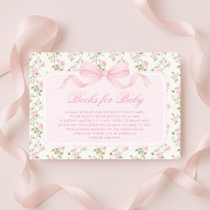 Vintage Love Shack Roze Bloemen Boeken voor Baby M Informatiekaartje