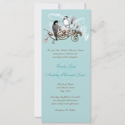 Vintage Love Woodpecker Birds Wedding Invitation Kaart (Voorkant)