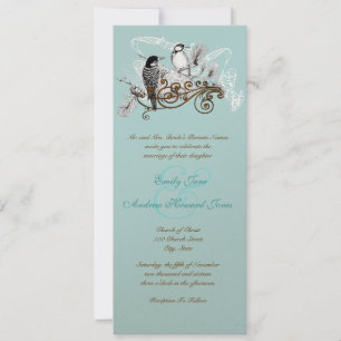 Vintage Love Woodpecker Birds Wedding Invitation Kaart