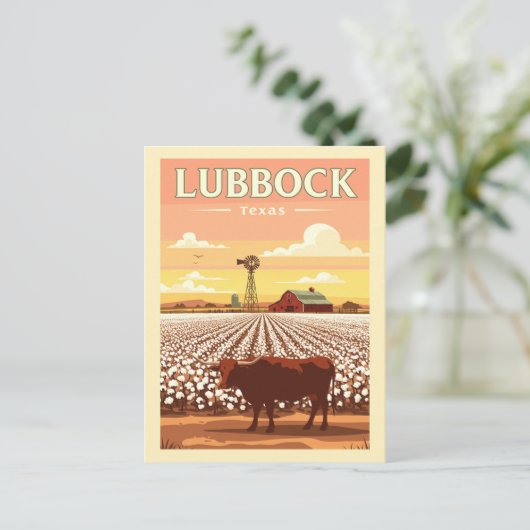 Vintage Lubbock Texas Briefkaart (Staand voorkant)