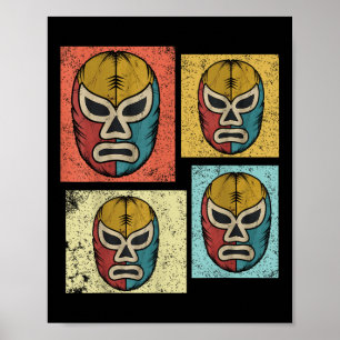Vintage Lucha Libre-maskers Funny Retro Mexicaanse Poster