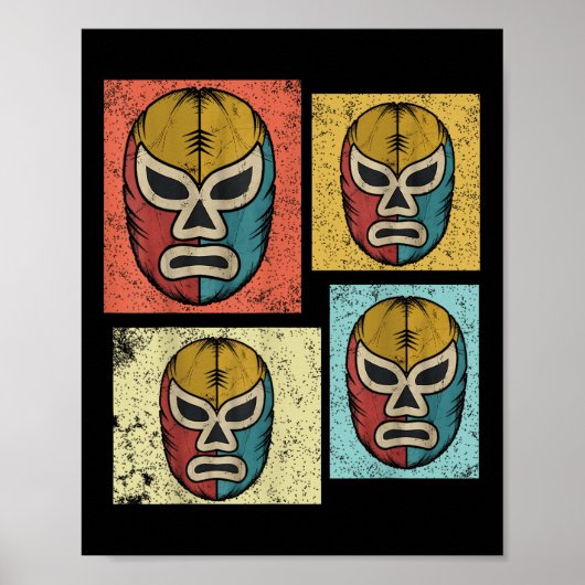 Vintage Lucha Libre-maskers Funny Retro Mexicaanse Poster (Voorkant)