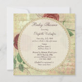 Vintage-luchters en rode rozen-Baby shower Kaart (Achterkant)