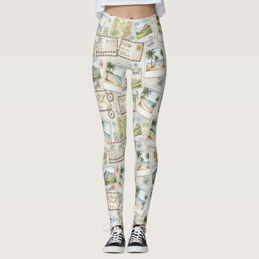 Vintage Luchtpost Avontuur (1) Leggings (Voorkant)
