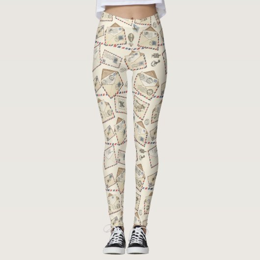 Vintage Luchtpost Avontuur (3) Leggings (Voorkant)
