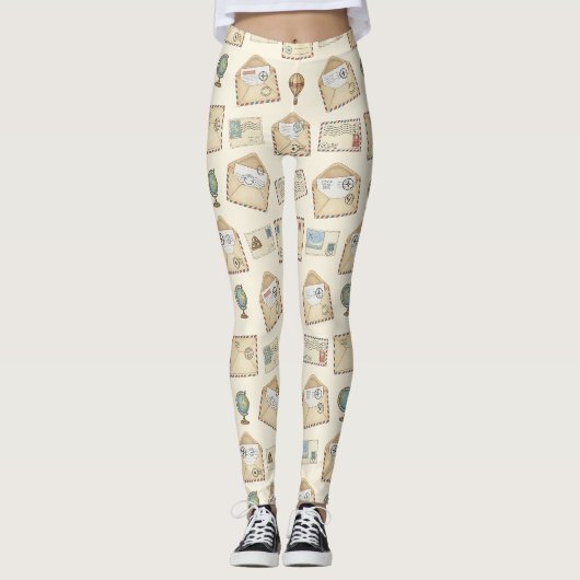 Vintage Luchtpost Avontuur (4) Leggings (Voorkant)