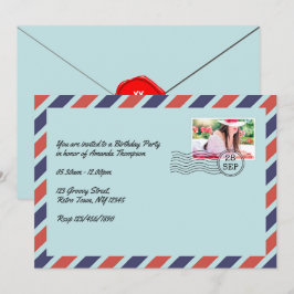 Vintage Luchtpost Envelope Verjaardagsfeestje Kaart