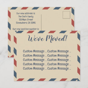 Vintage Luchtpost Strepen, Reisindustrie Briefkaart