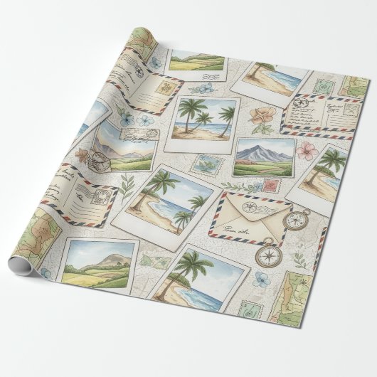 Vintage luchtpostavontuur (1) cadeaupapier (Uitgerold)