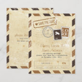 Vintage luchtpostkaart save the date (Voorkant / Achterkant)