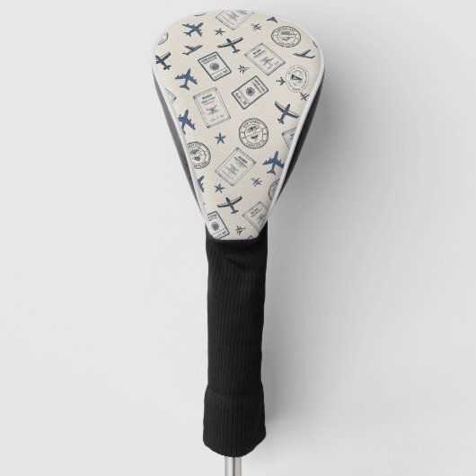 Vintage Luchtvaart Reispatroon Golfheadcover (Voorkant)