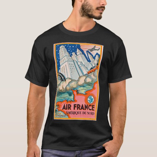 Vintage Luchtvaart Reisposter T-shirt (Voorkant)