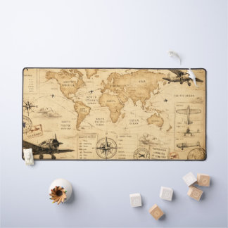 Vintage Luchtvaartkaart Piloot Avontuur Bureau Mat