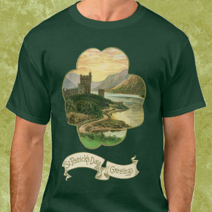 Vintage Lucky Gold Shamrock met een Iers Kasteel T-shirt